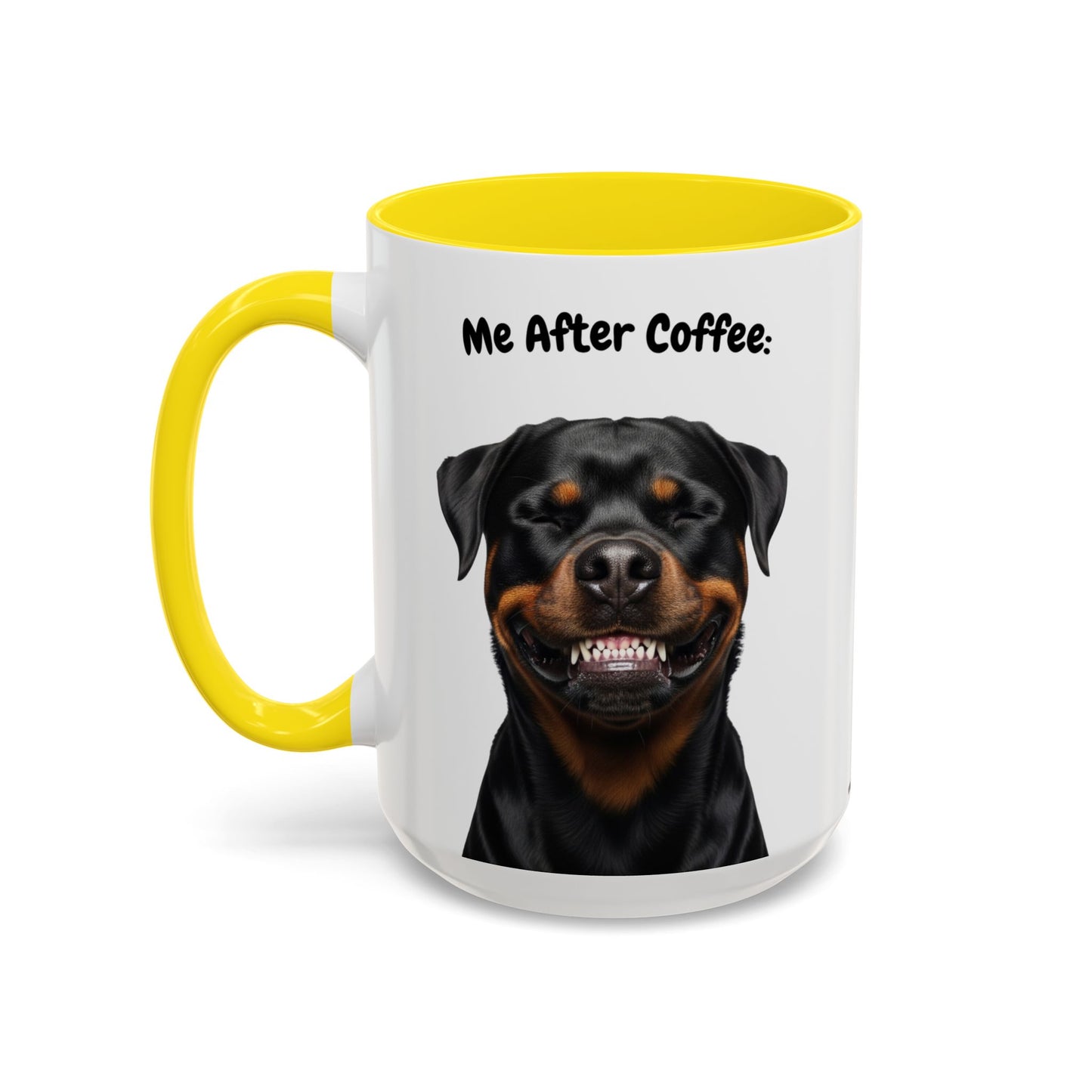 Funny Rottweiler Coffee Mug – Me Before Coffee / Me After Coffee – Cute Rottie Teeth Design – Teefers Original