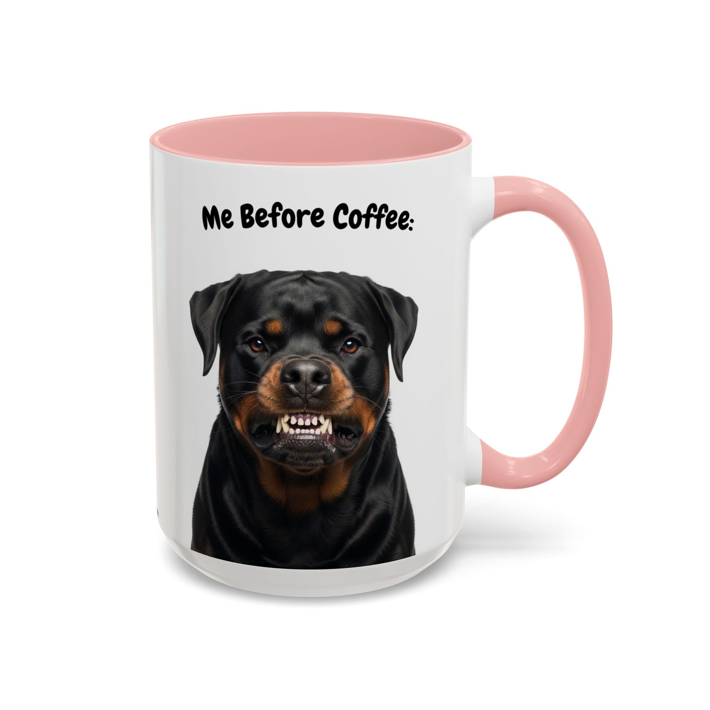 Funny Rottweiler Coffee Mug – Me Before Coffee / Me After Coffee – Cute Rottie Teeth Design – Teefers Original