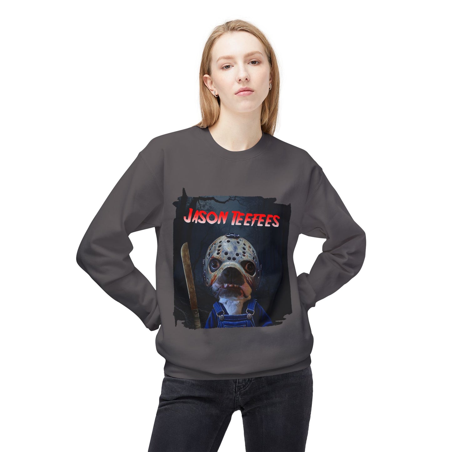 Jason Teefees Crewneck Sweatshirt: Campsite Horror Comfort