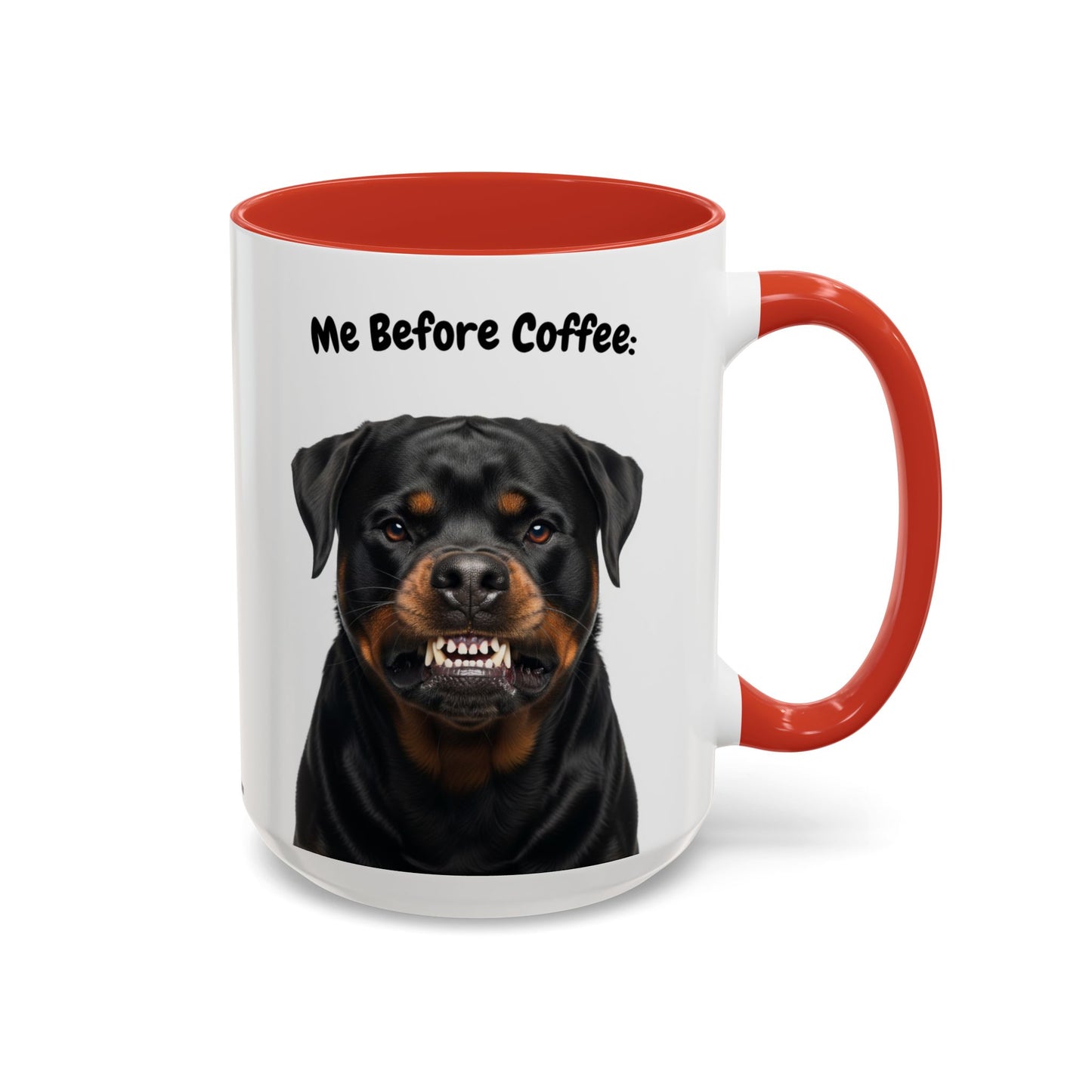 Funny Rottweiler Coffee Mug – Me Before Coffee / Me After Coffee – Cute Rottie Teeth Design – Teefers Original