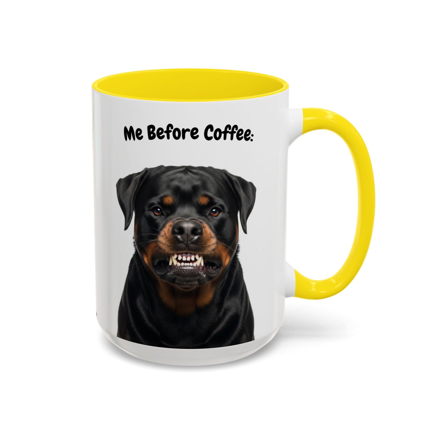 Funny Rottweiler Coffee Mug – Me Before Coffee / Me After Coffee – Cute Rottie Teeth Design – Teefers Original