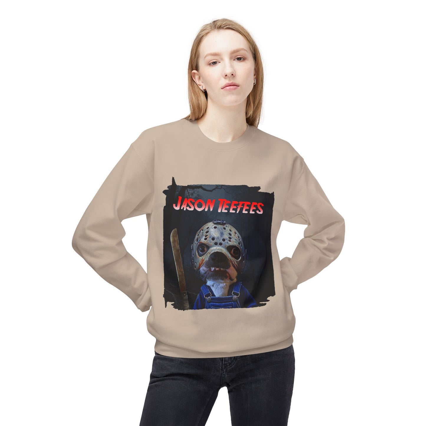 Jason Teefees Crewneck Sweatshirt: Campsite Horror Comfort