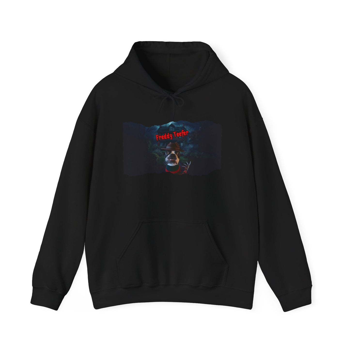 Freddy Teefer Unisex Pullover Hoodie: Spooky Chic Comfort