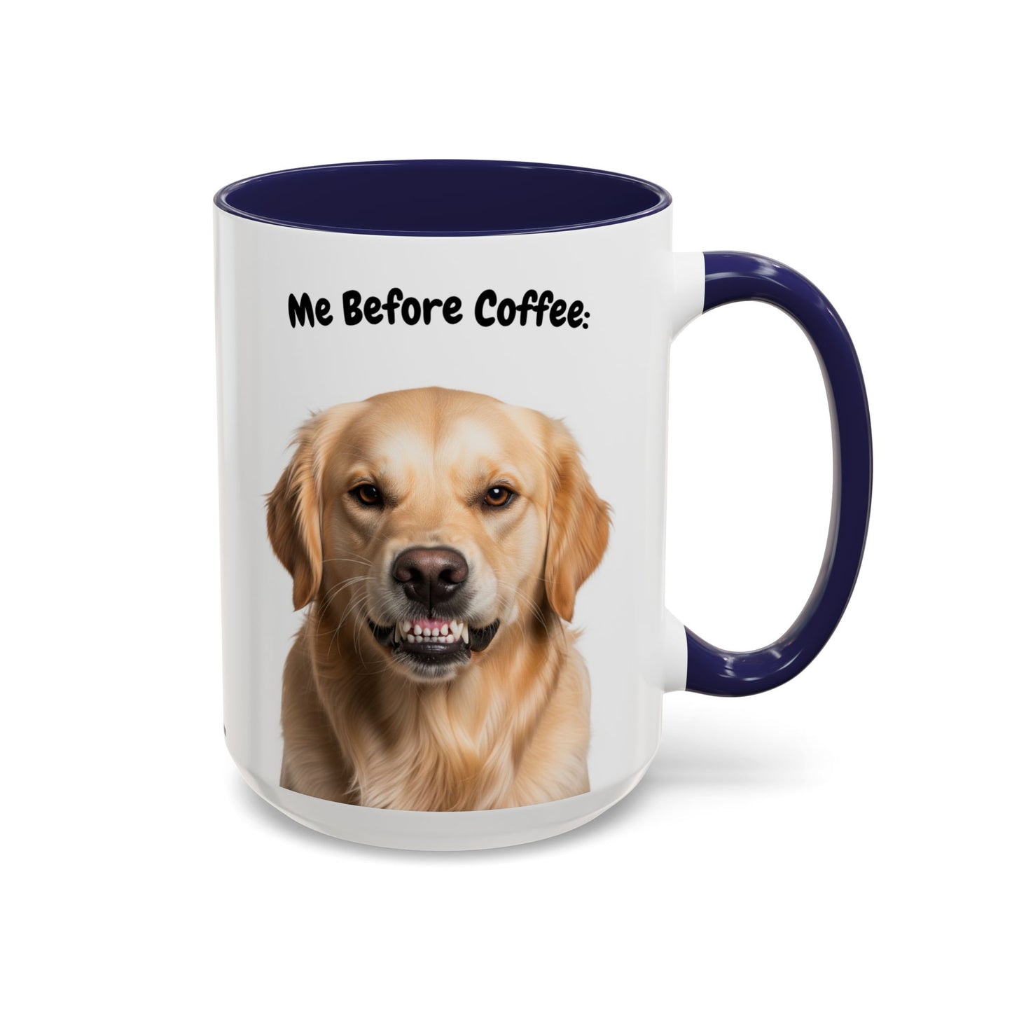 Funny Golden Retriever Coffee Mug – Me Before Coffee / Me After Coffee – Cute Golden Teeth Design – Teefers Original