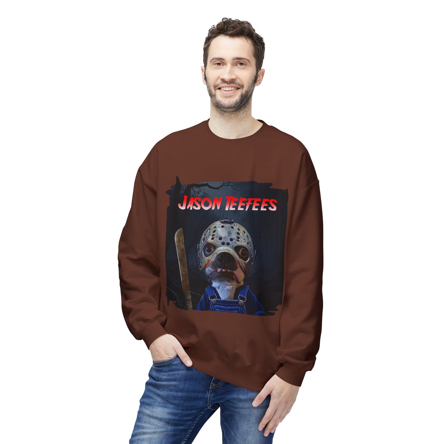 Jason Teefees Crewneck Sweatshirt: Campsite Horror Comfort