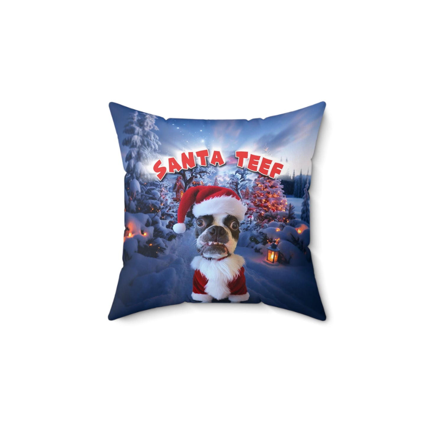 Santa Teef Holiday Pillow
