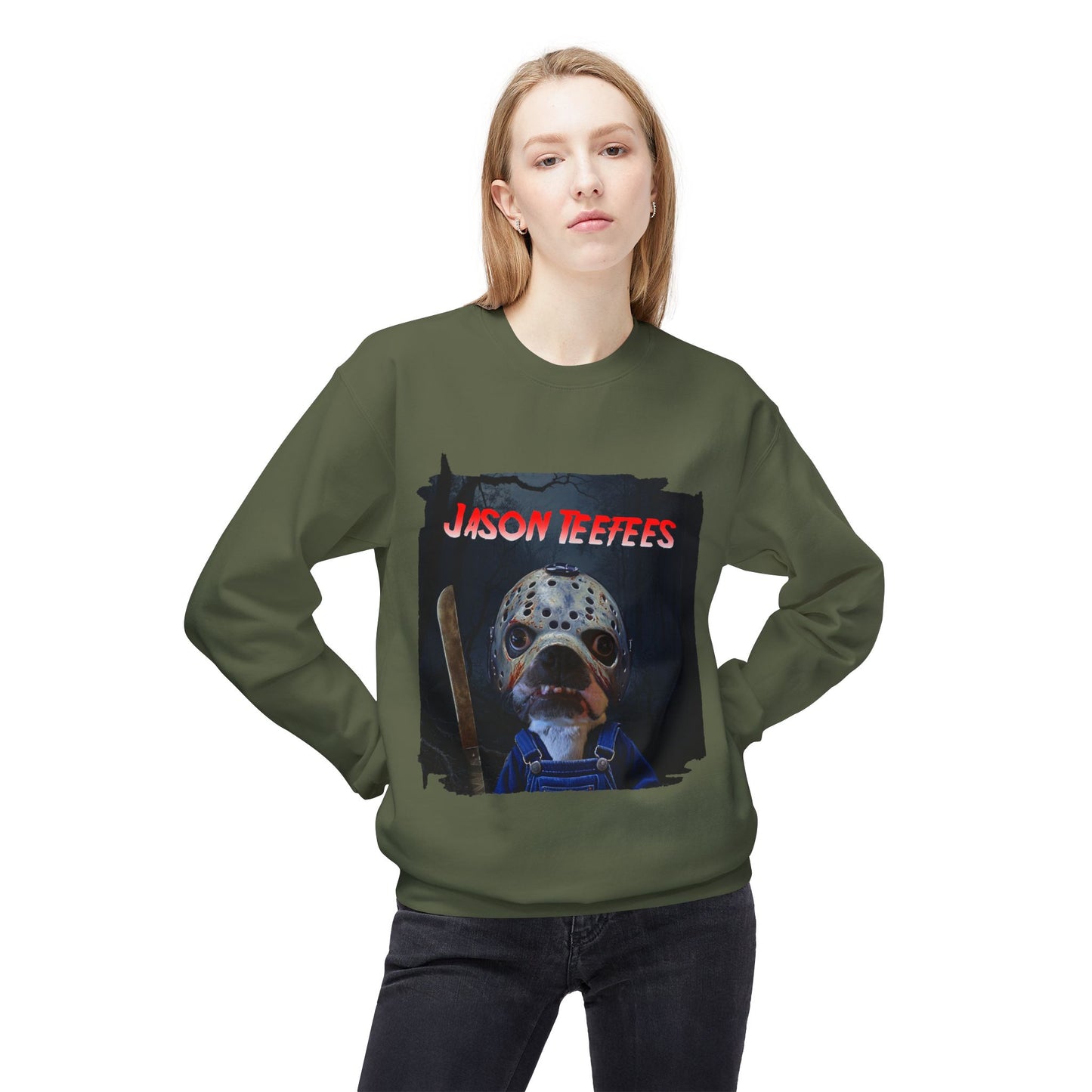 Jason Teefees Crewneck Sweatshirt: Campsite Horror Comfort
