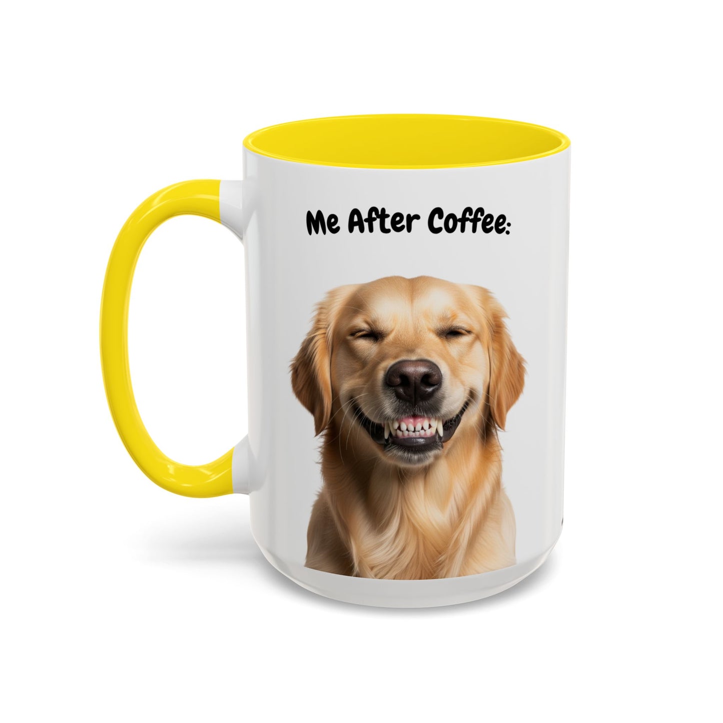 Funny Golden Retriever Coffee Mug – Me Before Coffee / Me After Coffee – Cute Golden Teeth Design – Teefers Original