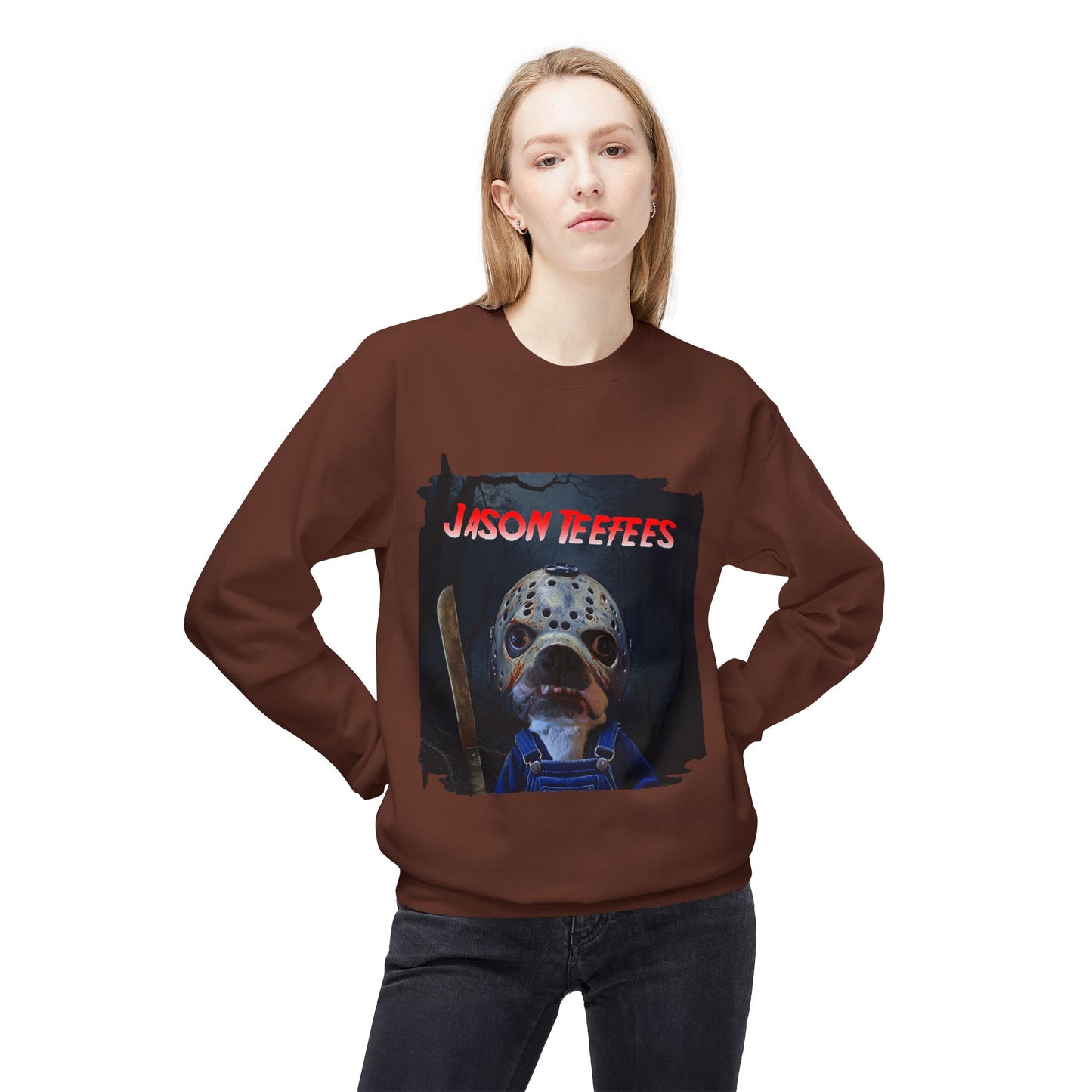 Jason Teefees Crewneck Sweatshirt: Campsite Horror Comfort