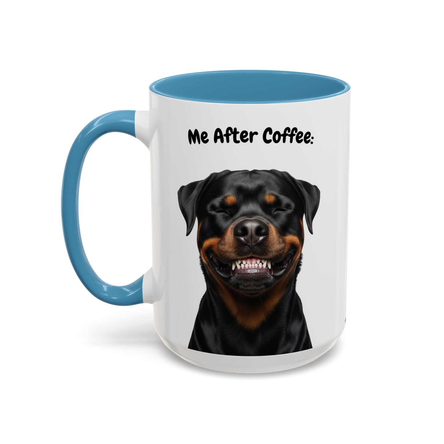 Funny Rottweiler Coffee Mug – Me Before Coffee / Me After Coffee – Cute Rottie Teeth Design – Teefers Original