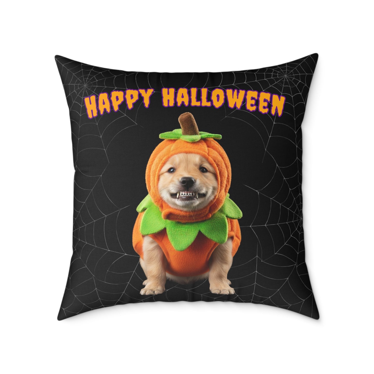 Golden Retriever Happy Halloween Pillow