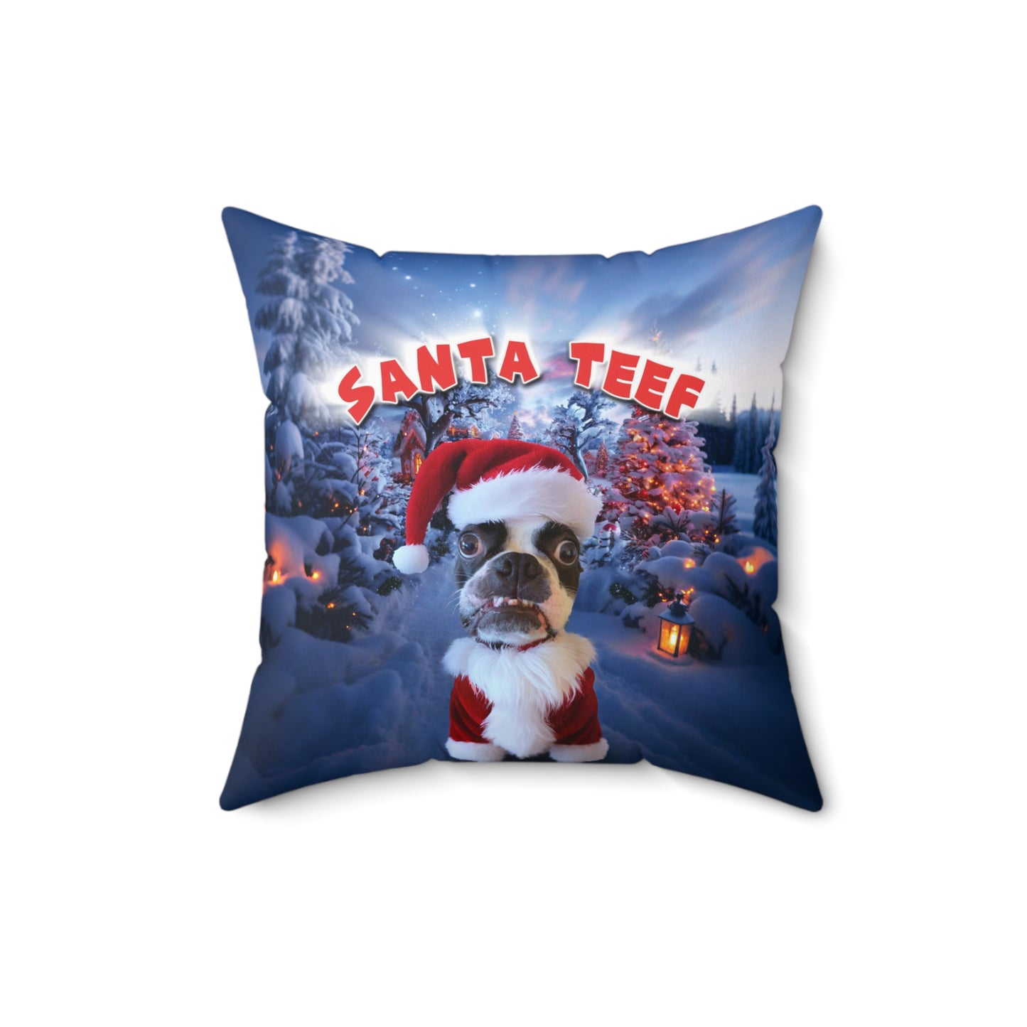 Santa Teef Holiday Pillow
