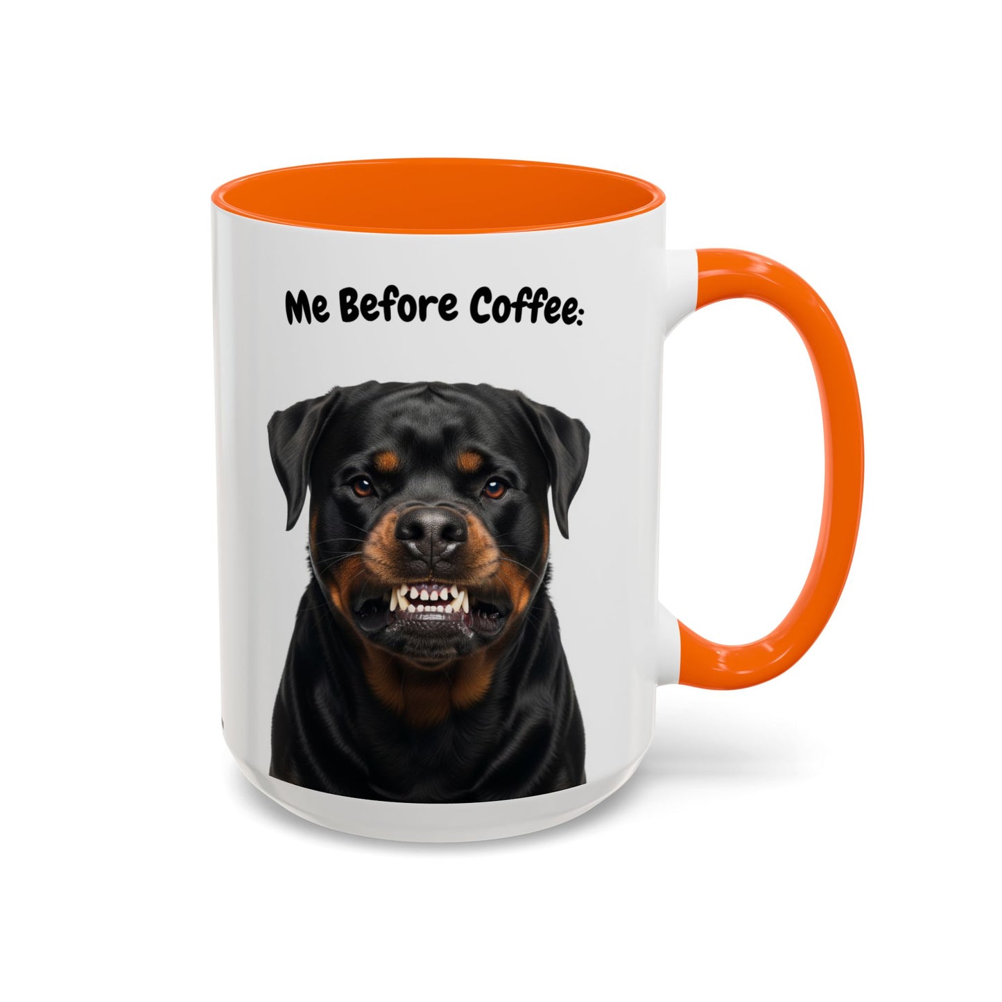 Funny Rottweiler Coffee Mug – Me Before Coffee / Me After Coffee – Cute Rottie Teeth Design – Teefers Original