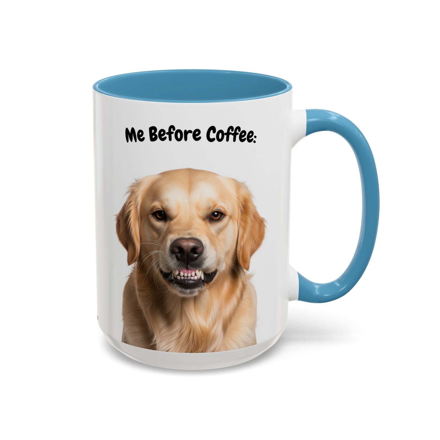 Funny Golden Retriever Coffee Mug – Me Before Coffee / Me After Coffee – Cute Golden Teeth Design – Teefers Original