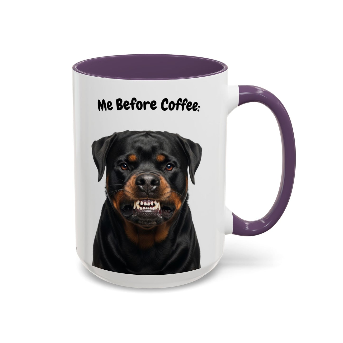 Funny Rottweiler Coffee Mug – Me Before Coffee / Me After Coffee – Cute Rottie Teeth Design – Teefers Original