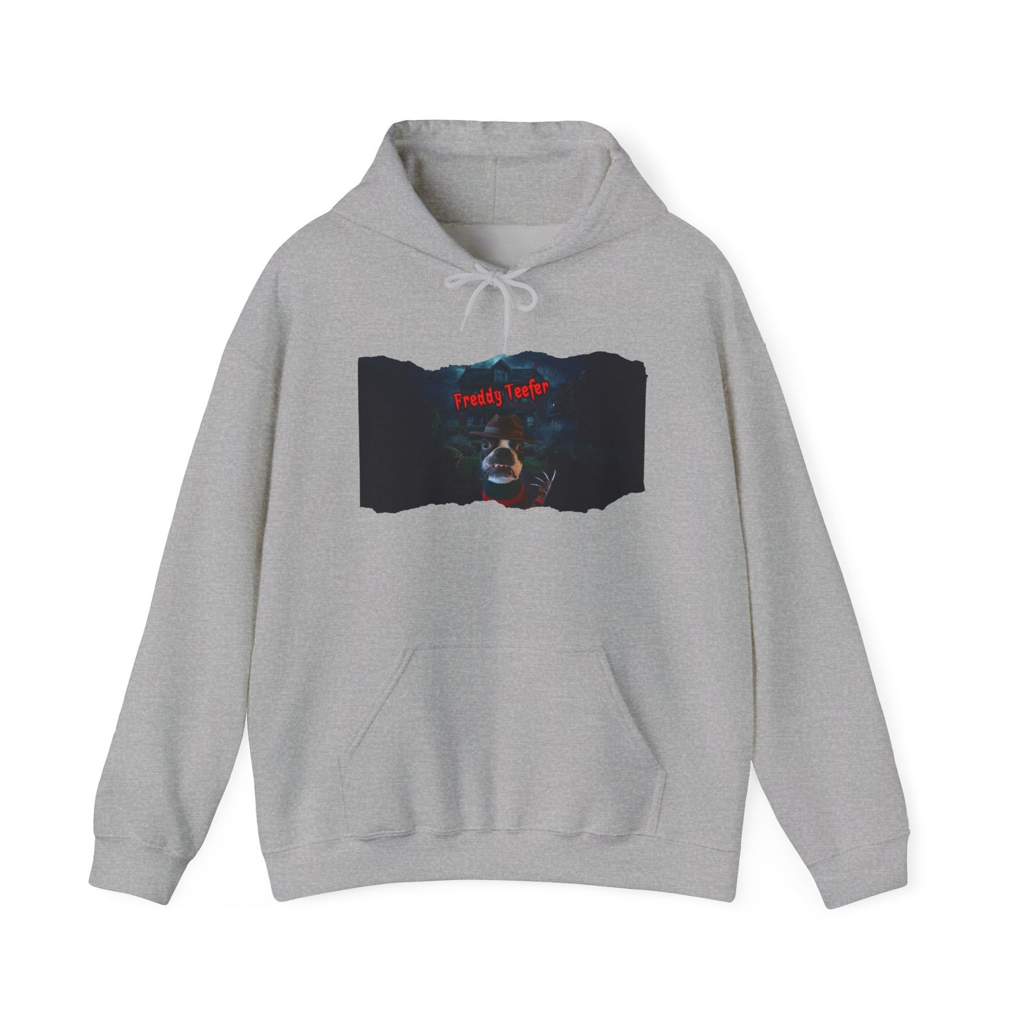 Freddy Teefer Unisex Pullover Hoodie: Spooky Chic Comfort