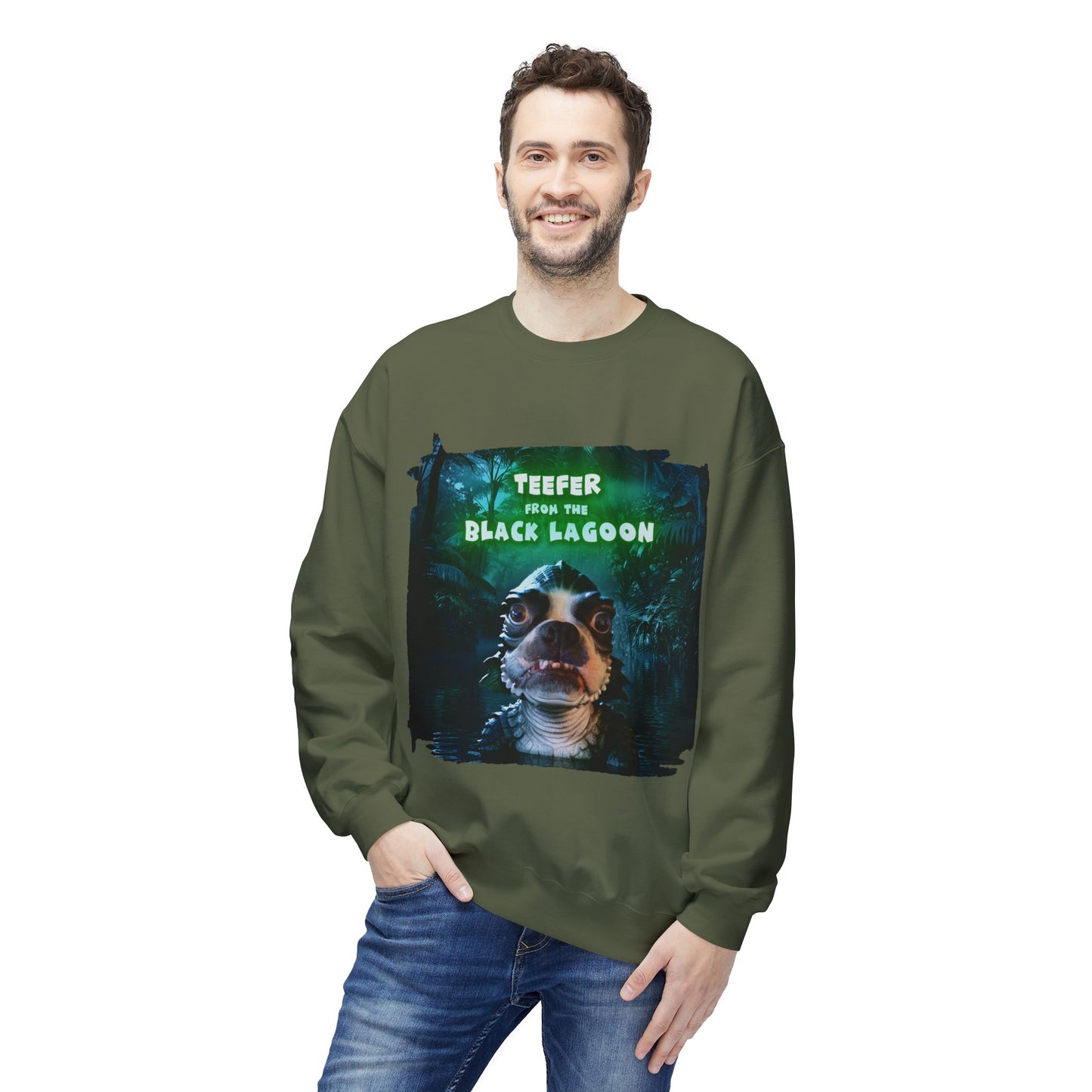 Teefer from the Black Lagoon Crewneck Sweatshirt: Lagoon Depths Comfort