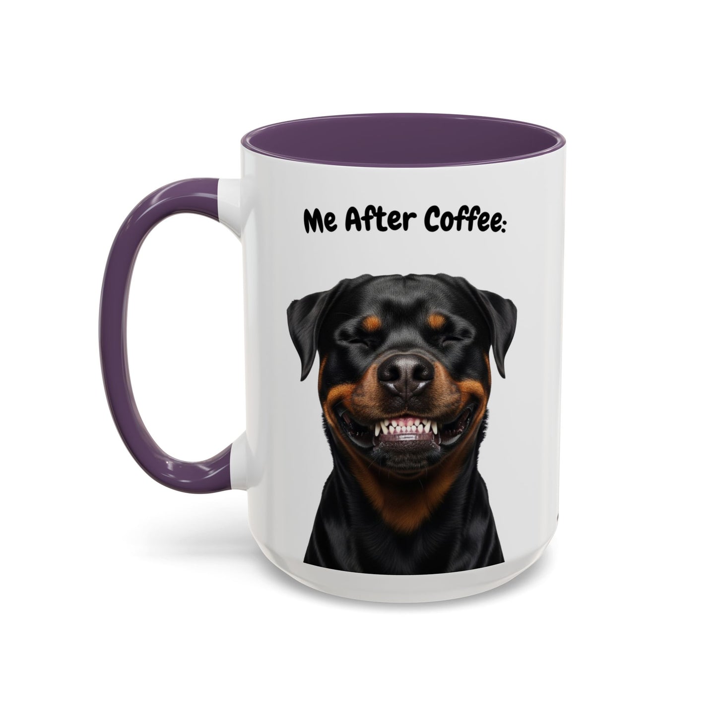 Funny Rottweiler Coffee Mug – Me Before Coffee / Me After Coffee – Cute Rottie Teeth Design – Teefers Original