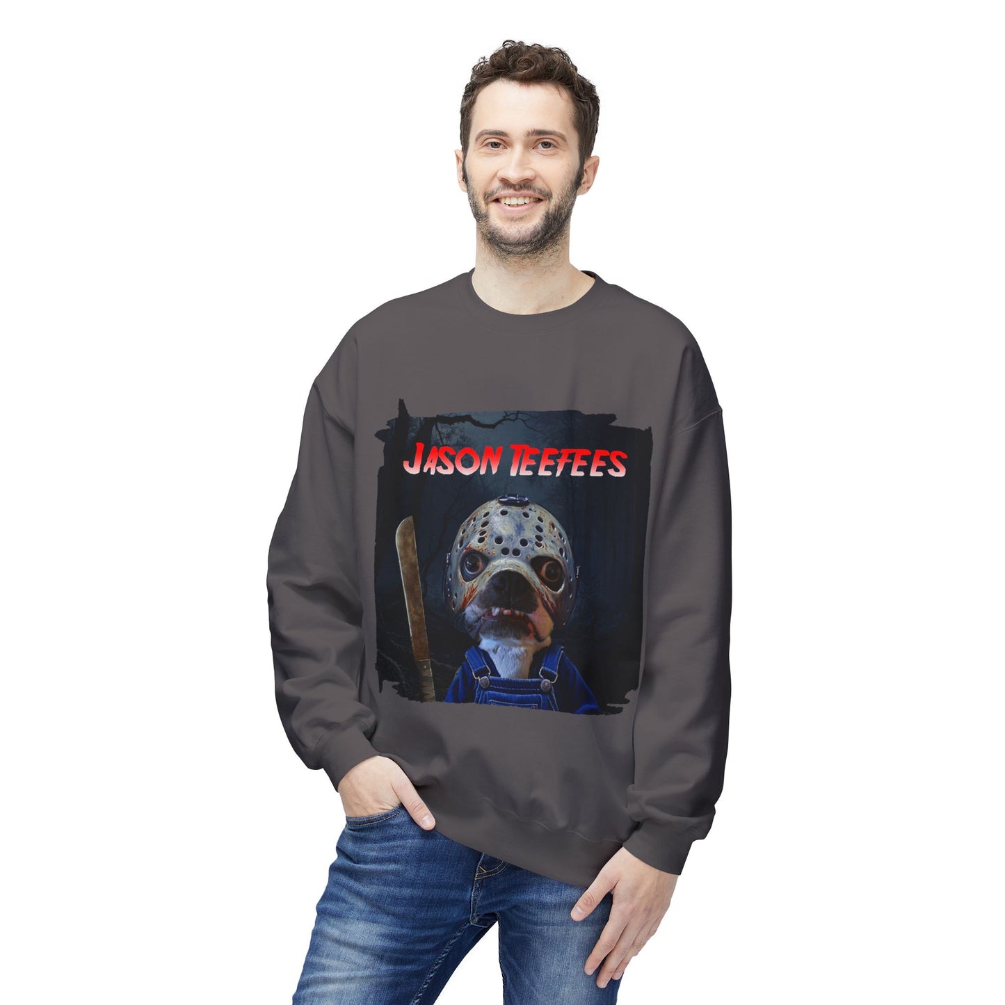 Jason Teefees Crewneck Sweatshirt: Campsite Horror Comfort