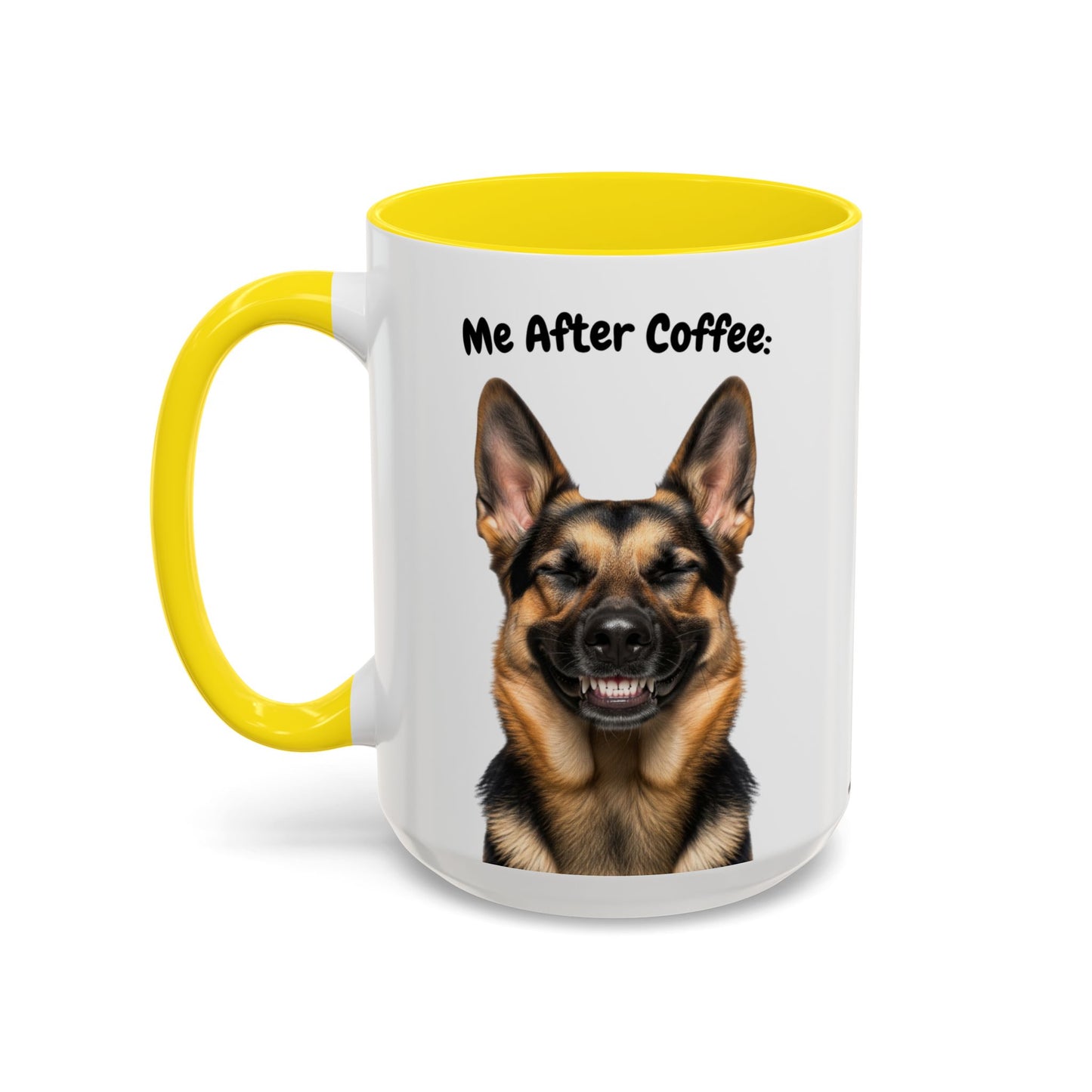Funny German Shepherd Coffee Mug – Me Before Coffee / Me After Coffee – Cute Shepherd Teeth Design – Teefers Original