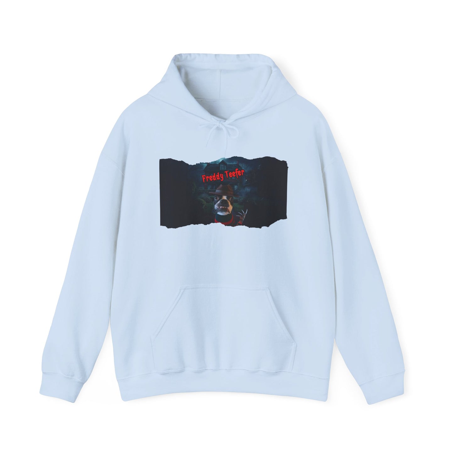 Freddy Teefer Unisex Pullover Hoodie: Spooky Chic Comfort