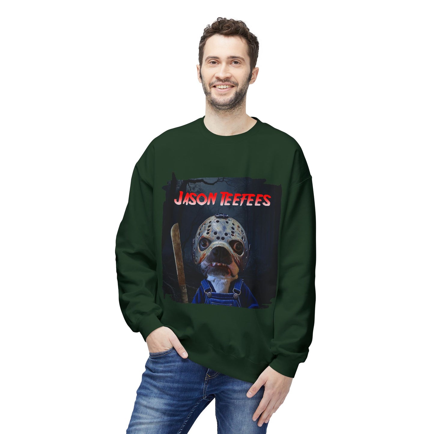 Jason Teefees Crewneck Sweatshirt: Campsite Horror Comfort