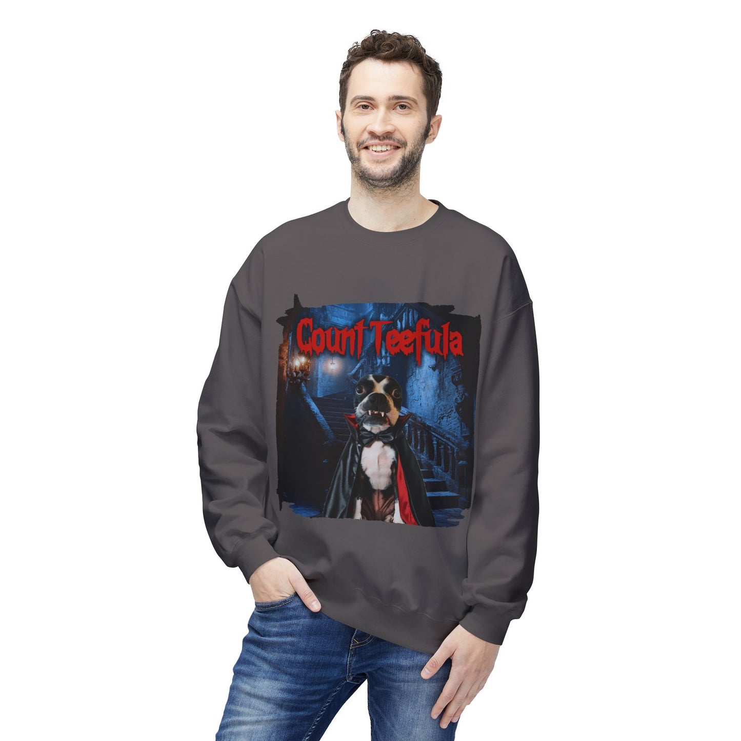 Count Teefula Crewneck Sweatshirt: Gothic Coziness