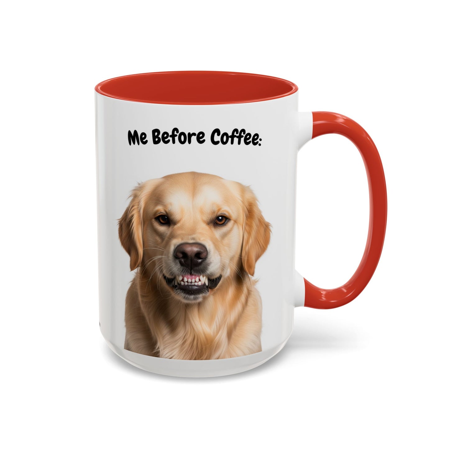 Funny Golden Retriever Coffee Mug – Me Before Coffee / Me After Coffee – Cute Golden Teeth Design – Teefers Original