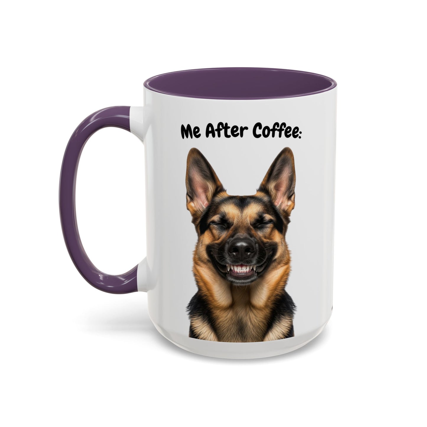 Funny German Shepherd Coffee Mug – Me Before Coffee / Me After Coffee – Cute Shepherd Teeth Design – Teefers Original