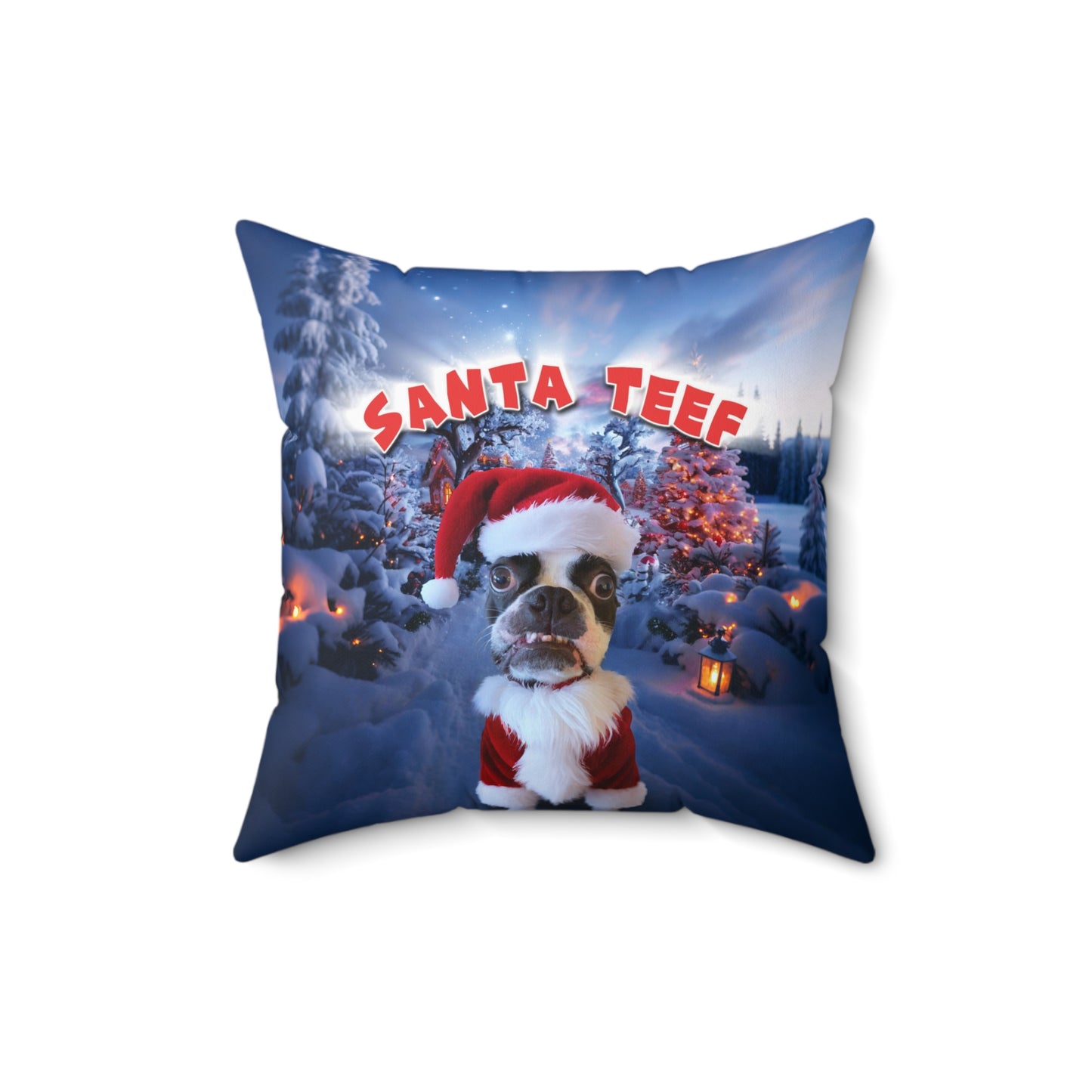 Santa Teef Holiday Pillow