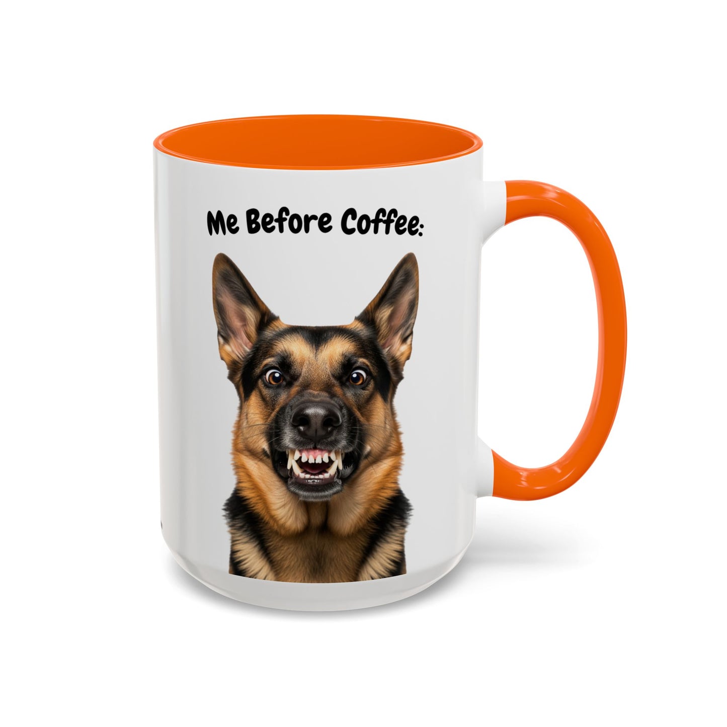 Funny German Shepherd Coffee Mug – Me Before Coffee / Me After Coffee – Cute Shepherd Teeth Design – Teefers Original