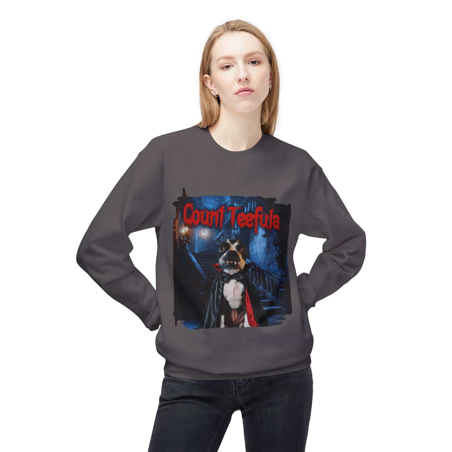 Count Teefula Crewneck Sweatshirt: Gothic Coziness