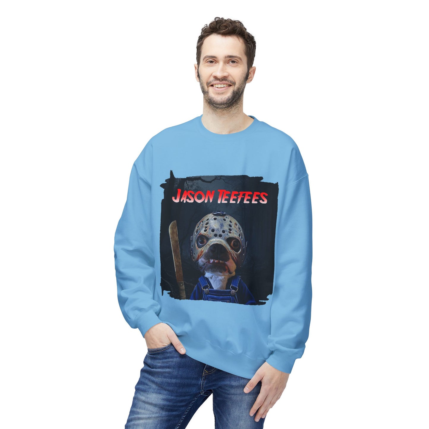 Jason Teefees Crewneck Sweatshirt: Campsite Horror Comfort