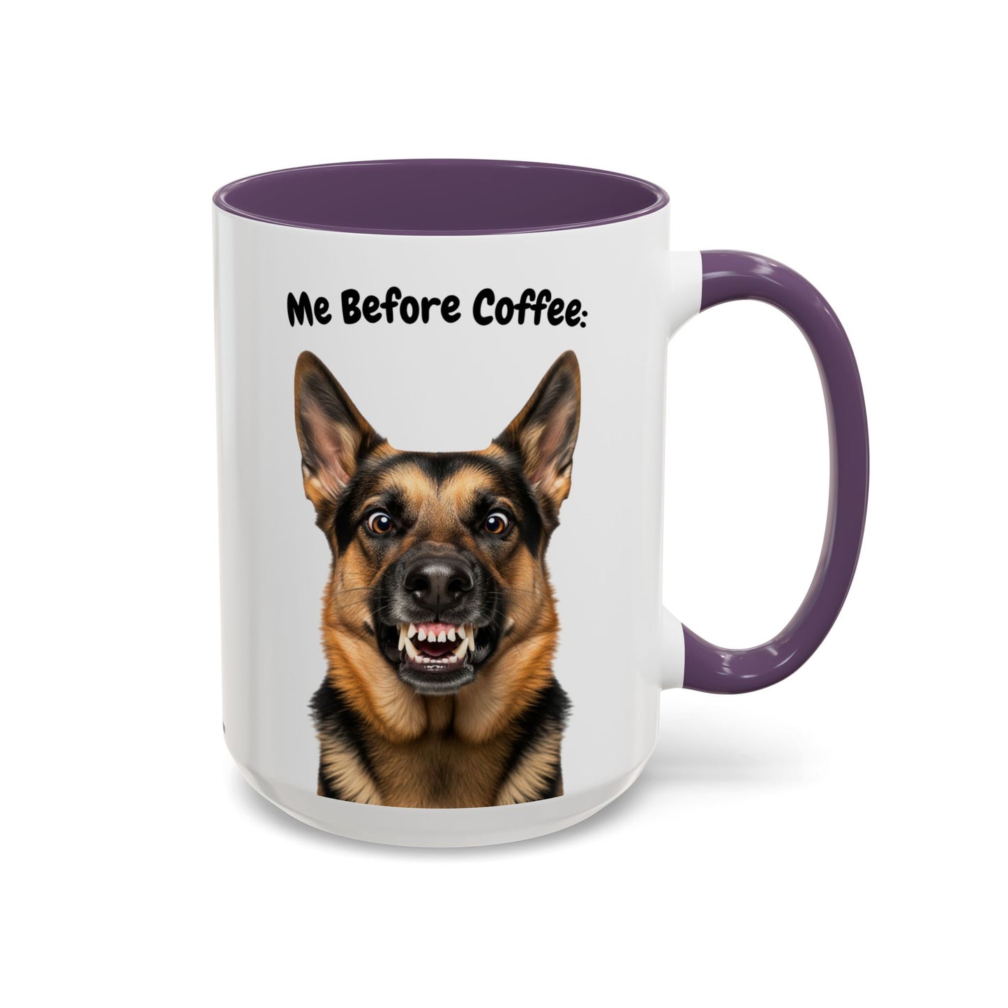 Funny German Shepherd Coffee Mug – Me Before Coffee / Me After Coffee – Cute Shepherd Teeth Design – Teefers Original