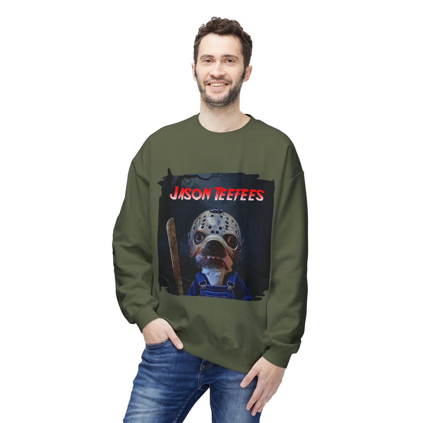 Jason Teefees Crewneck Sweatshirt: Campsite Horror Comfort