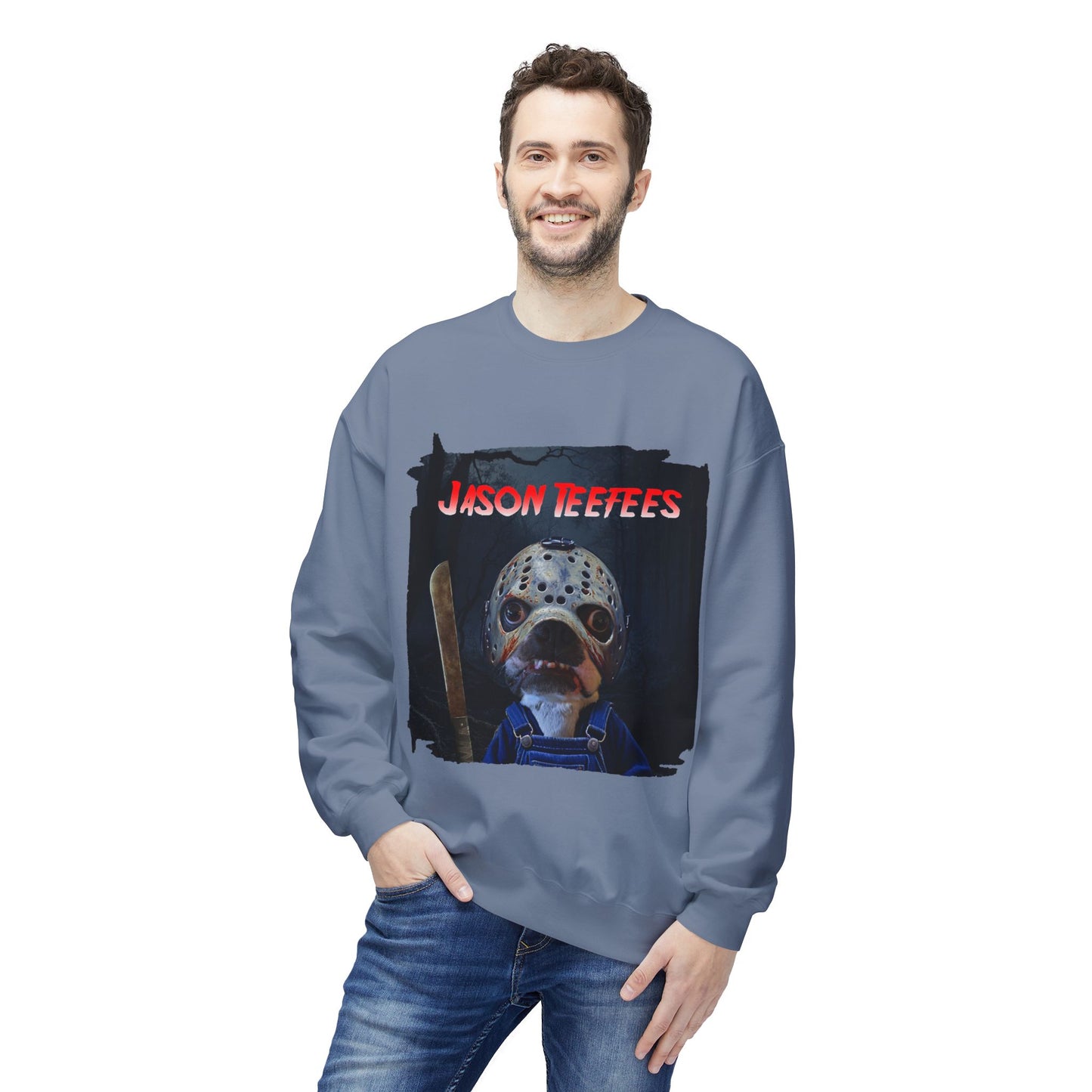 Jason Teefees Crewneck Sweatshirt: Campsite Horror Comfort