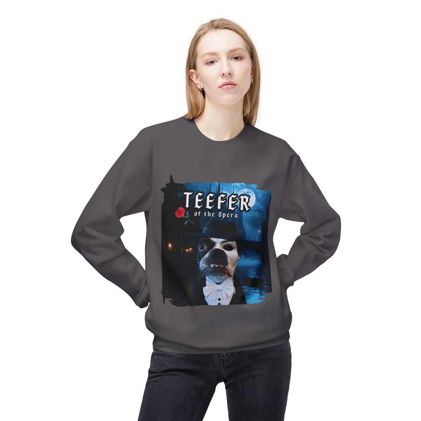 Teefer of the Opera Crewneck Sweatshirt: Theatrical Comfort