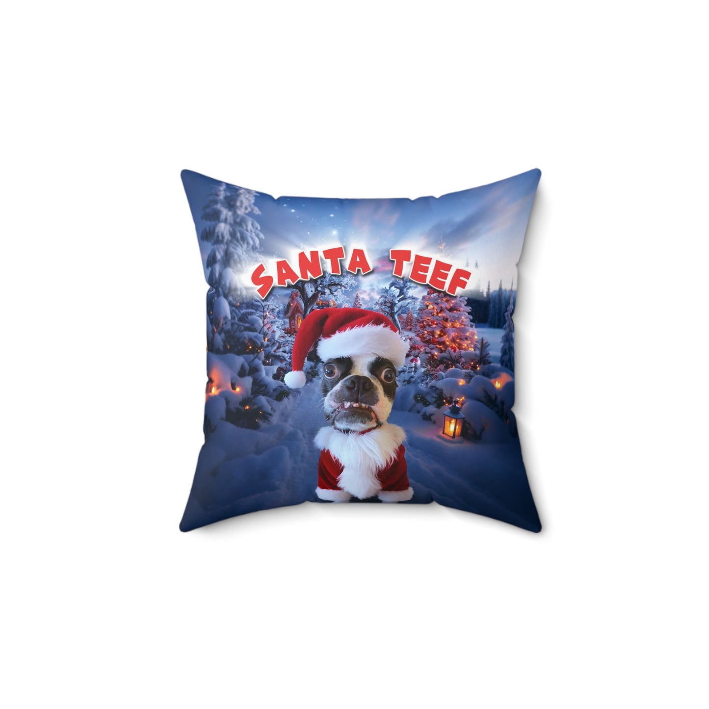 Santa Teef Holiday Pillow