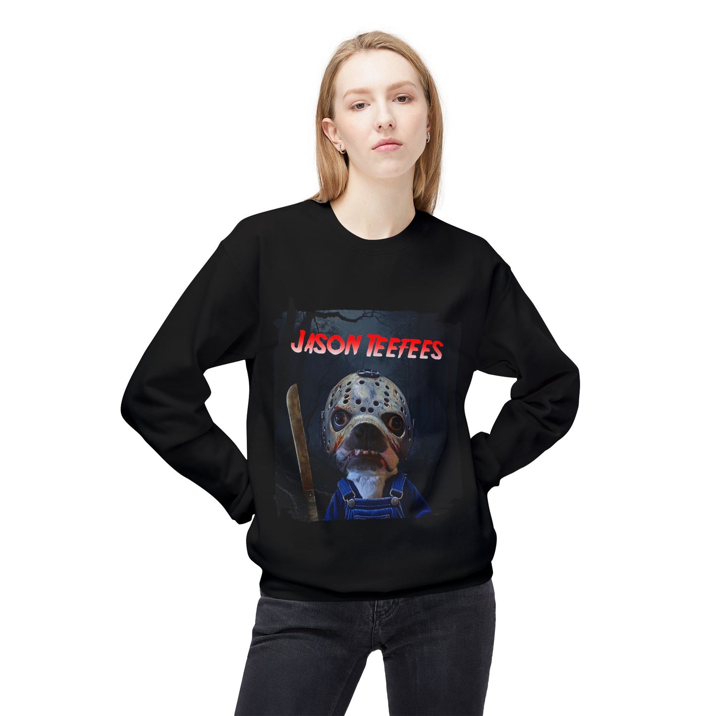 Jason Teefees Crewneck Sweatshirt: Campsite Horror Comfort