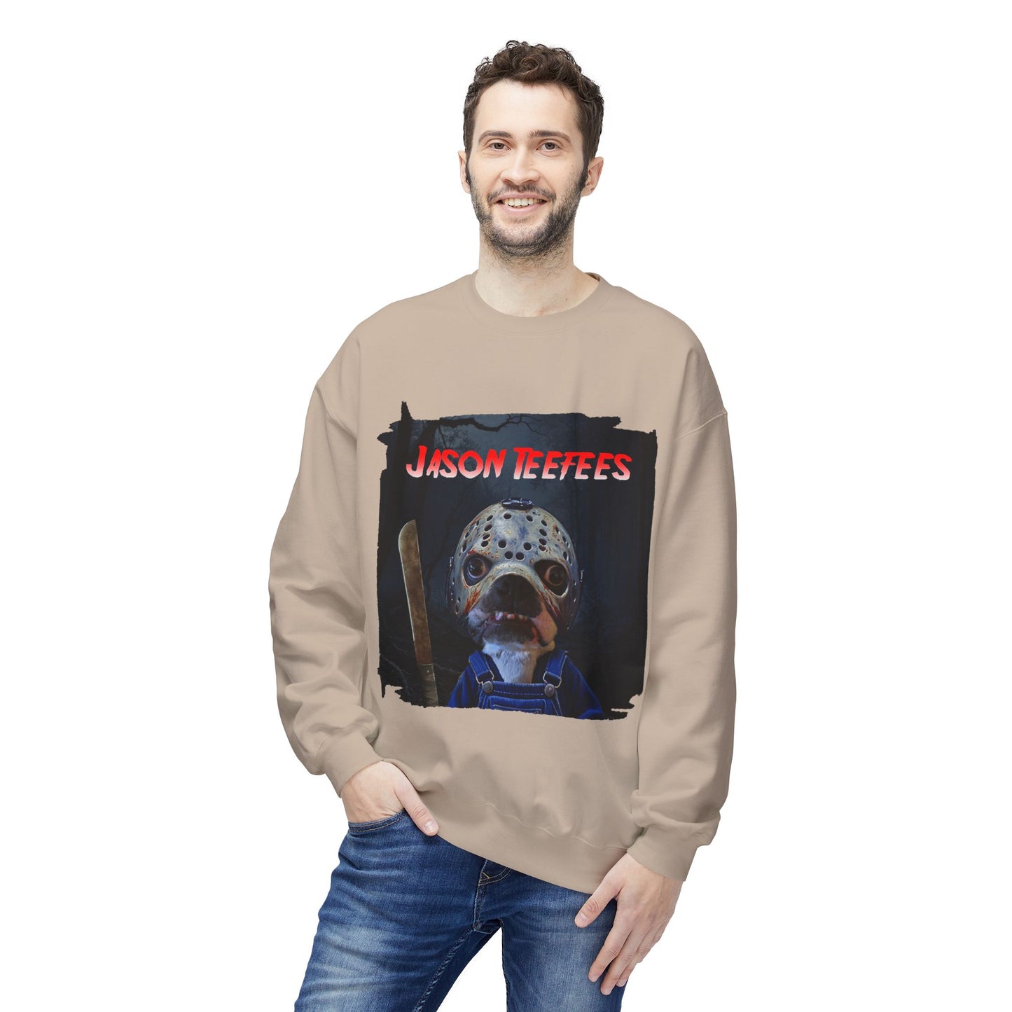 Jason Teefees Crewneck Sweatshirt: Campsite Horror Comfort