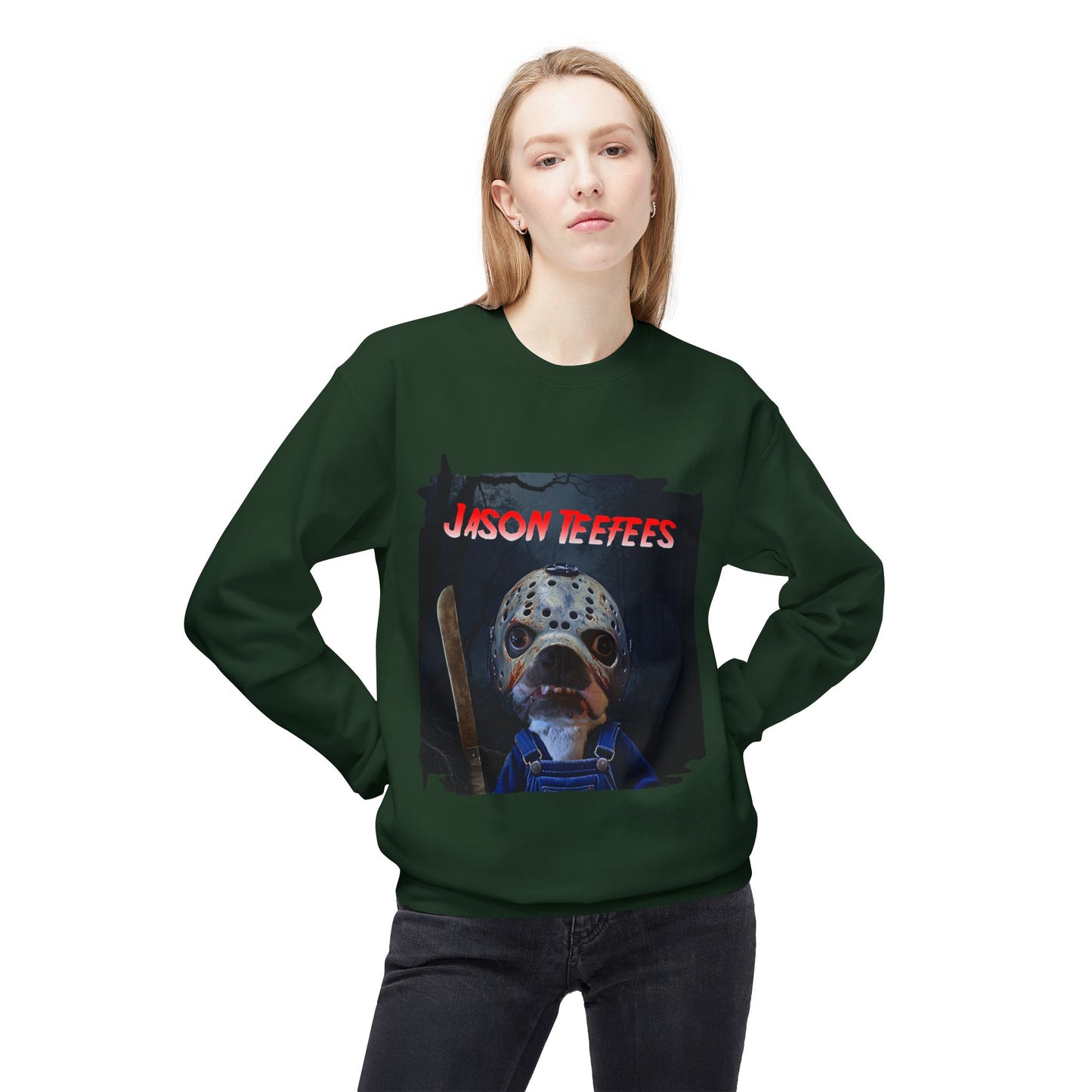 Jason Teefees Crewneck Sweatshirt: Campsite Horror Comfort