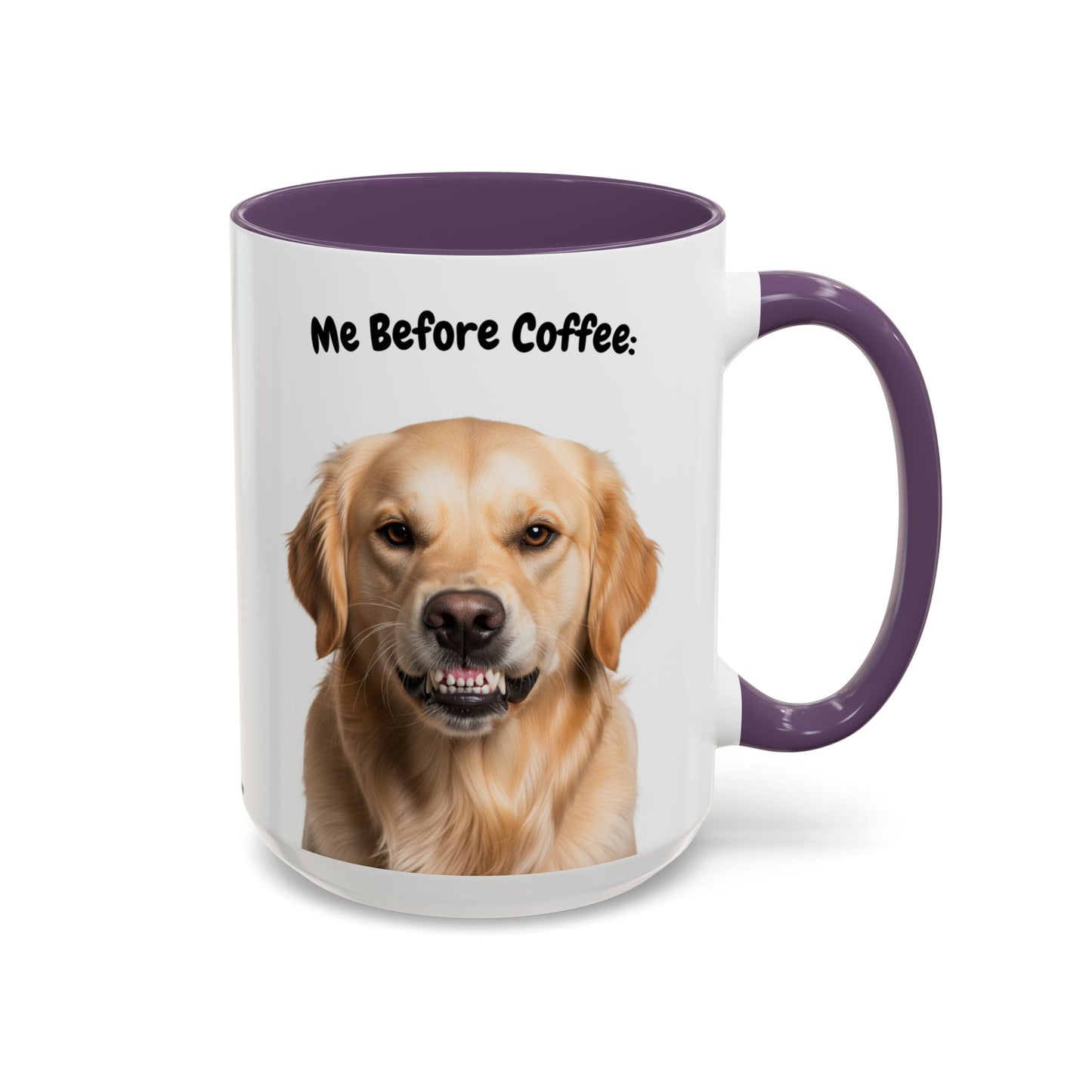 Funny Golden Retriever Coffee Mug – Me Before Coffee / Me After Coffee – Cute Golden Teeth Design – Teefers Original