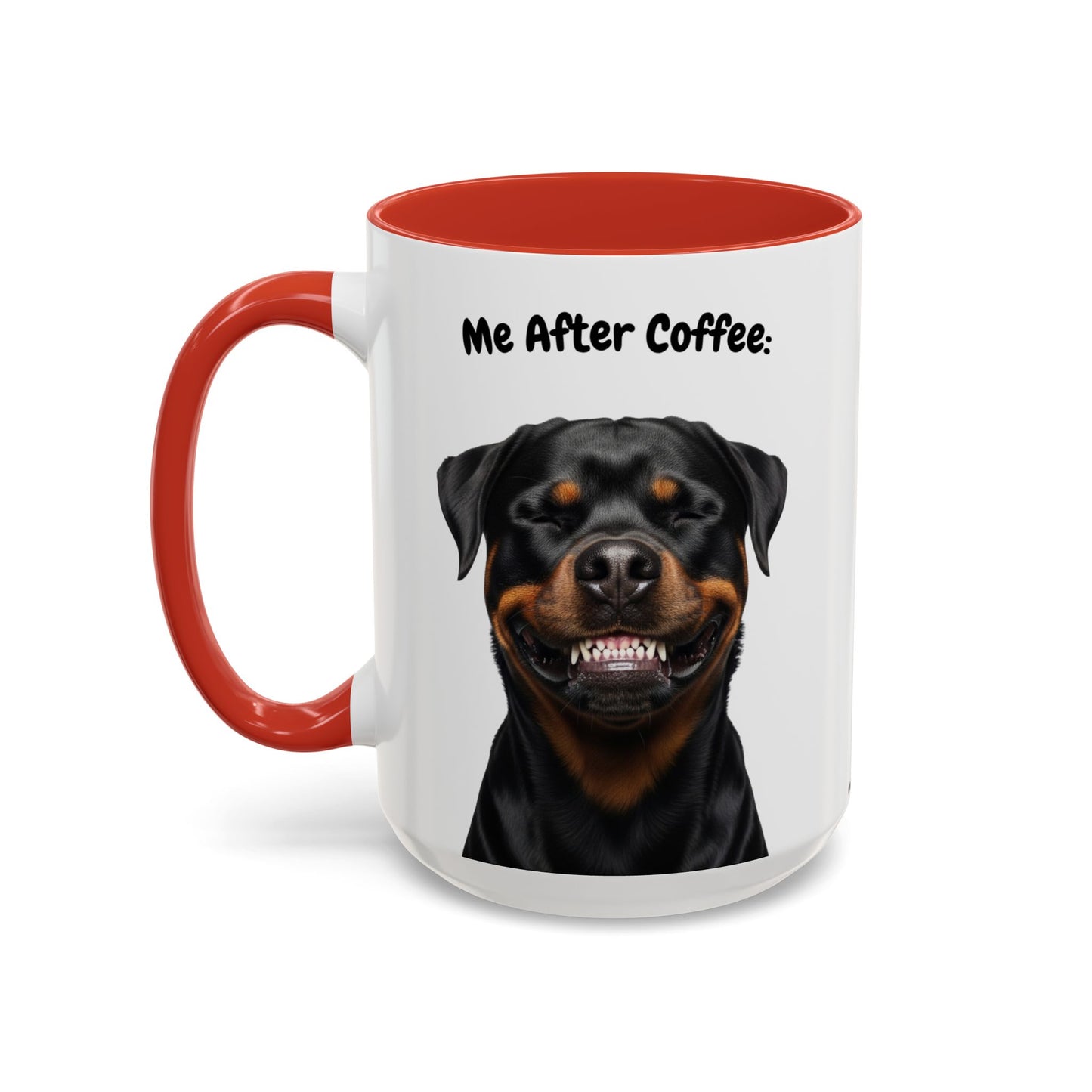 Funny Rottweiler Coffee Mug – Me Before Coffee / Me After Coffee – Cute Rottie Teeth Design – Teefers Original