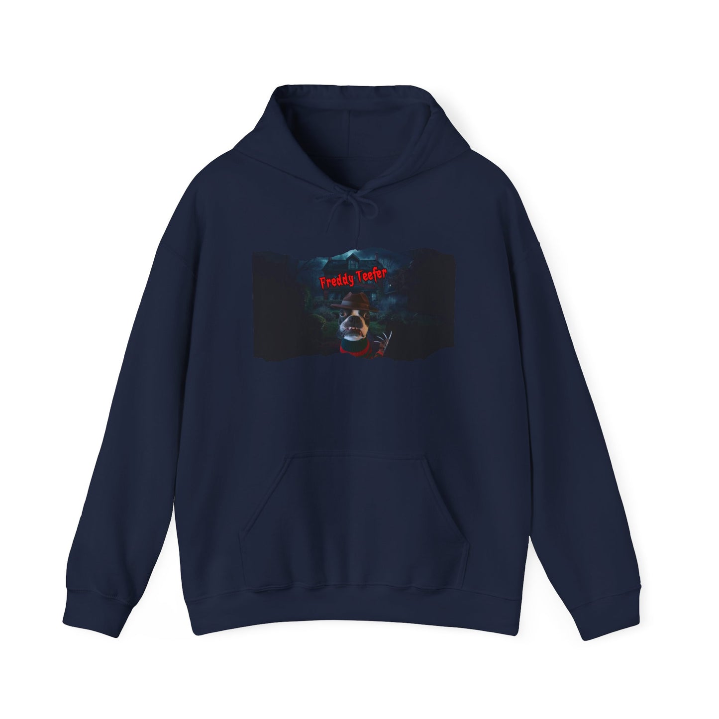 Freddy Teefer Unisex Pullover Hoodie: Spooky Chic Comfort