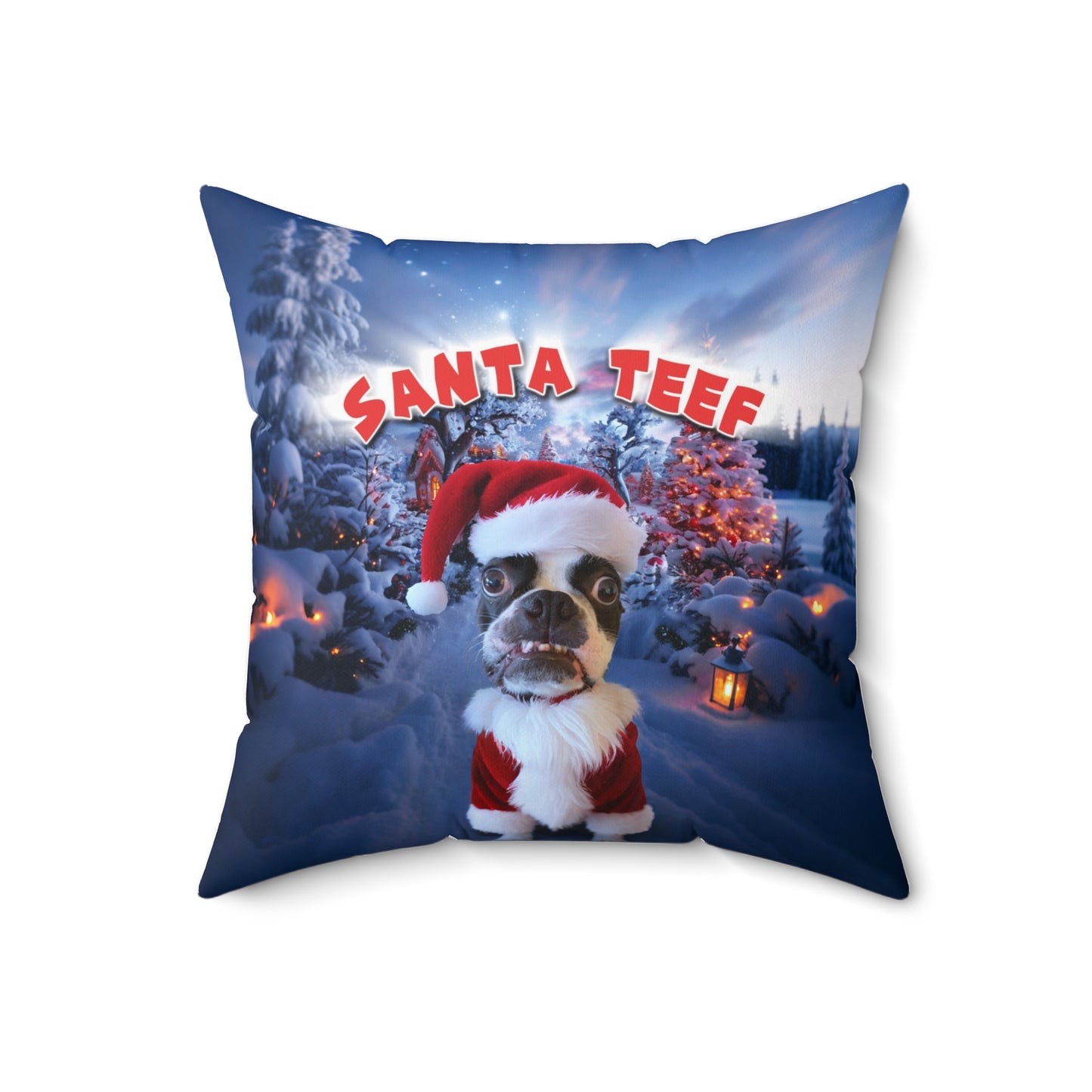 Santa Teef Holiday Pillow