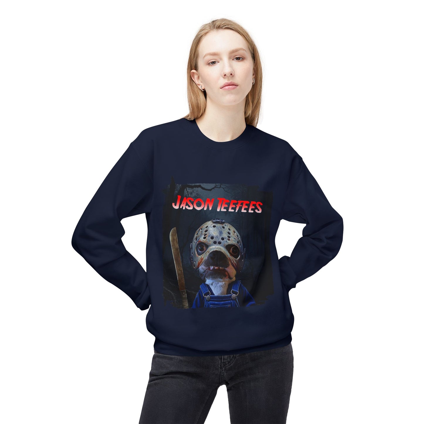 Jason Teefees Crewneck Sweatshirt: Campsite Horror Comfort