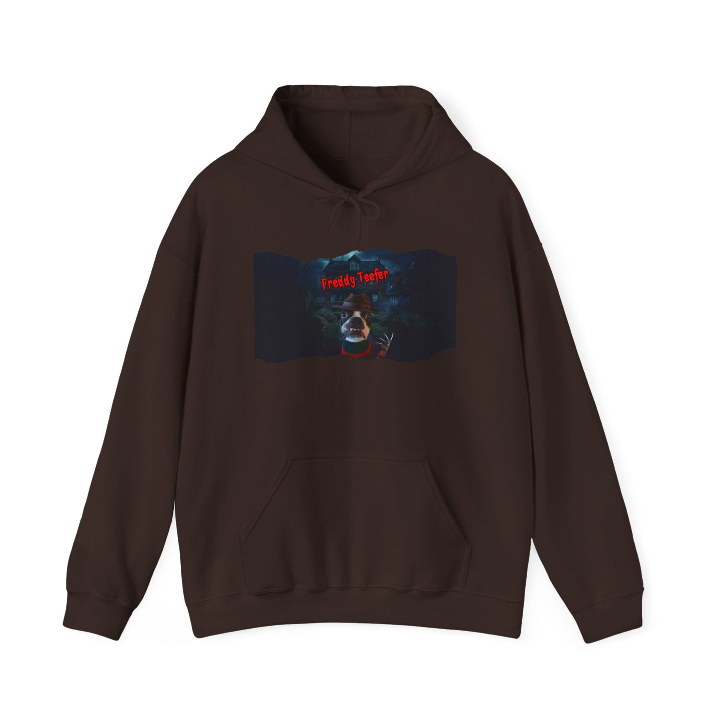Freddy Teefer Unisex Pullover Hoodie: Spooky Chic Comfort