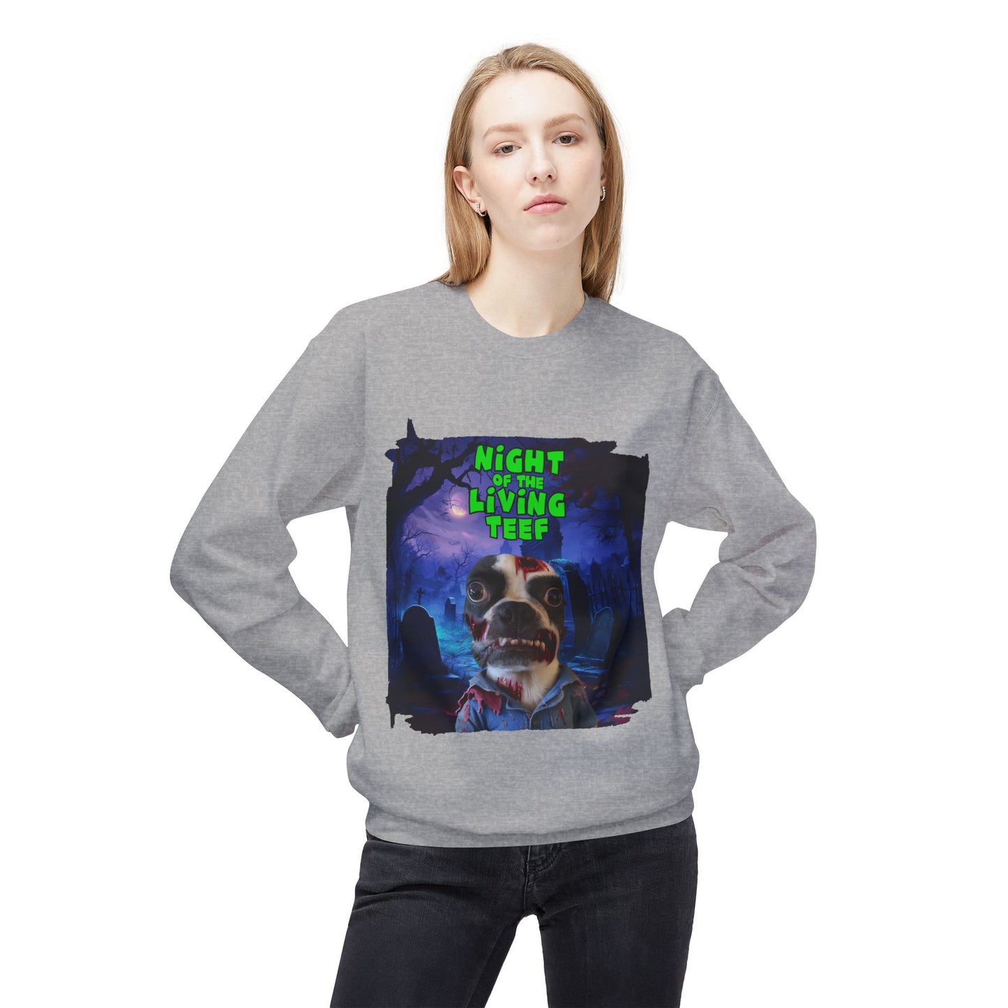 Night of the Living Teef Crewneck Sweatshirt: Zombie Comfort
