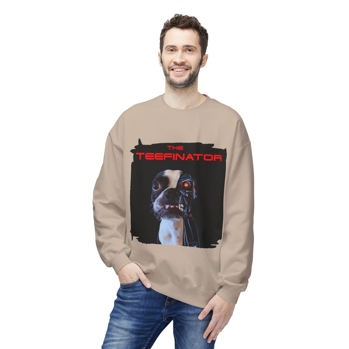 The Teefinator Crewneck Sweatshirt: Cybernetic Comfort