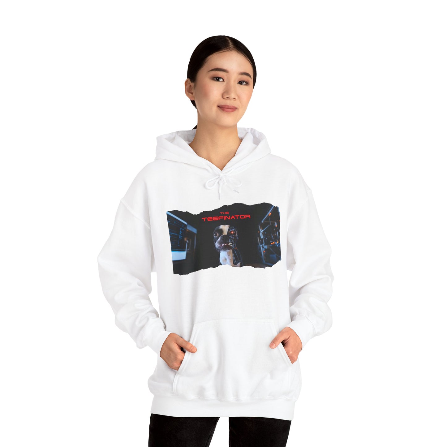The Teefinator Unisex Pullover Hoodie: Cybernetic Comfort